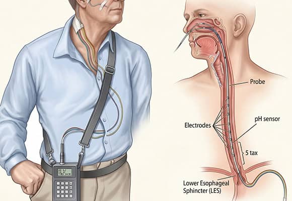 Gastroenterology procedure with endoscope and medical equipment for digestive health.