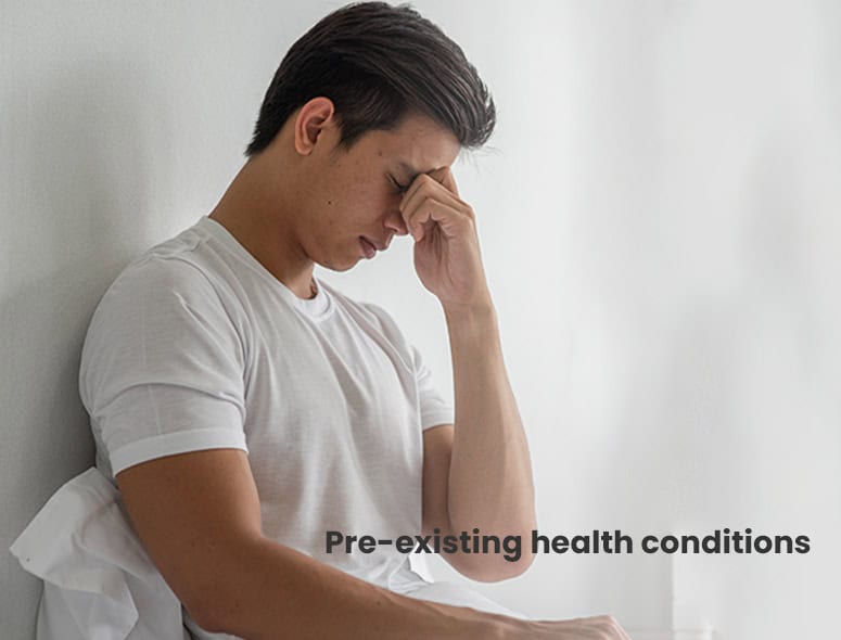 Young man experiencing stress due to health concerns, related to male infertility.