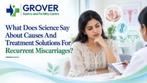 Woman consulting with a doctor about recurrent miscarriages and reproductive health.