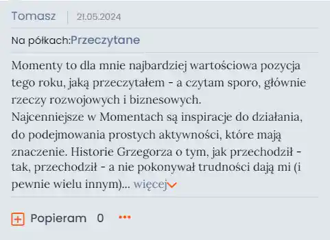Opinia czytelnika książki Momenty 1