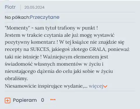 Opinia czytelnika książki Momenty 2