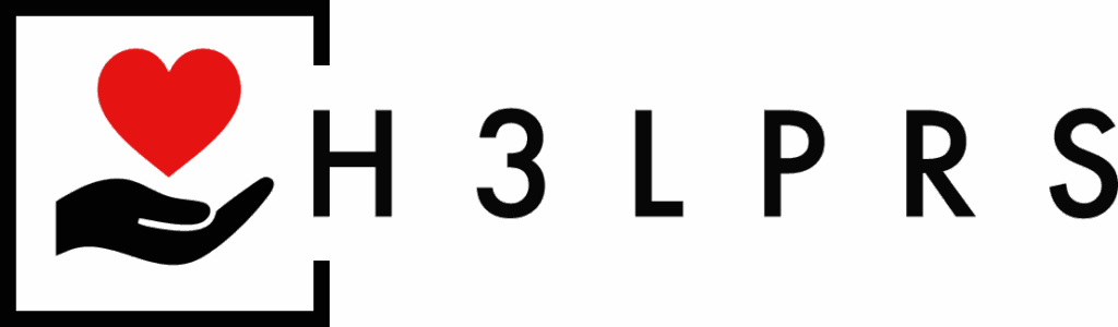 H3LPRS logo with a heart symbol representing care and support.