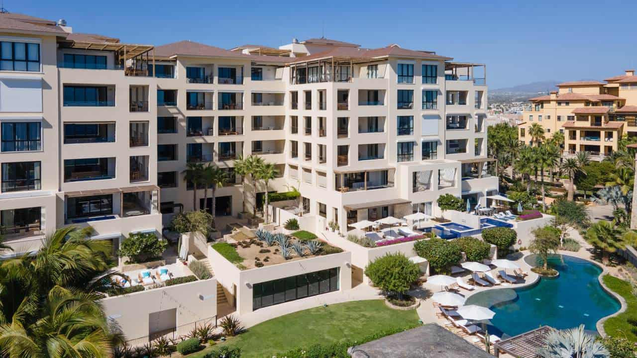Modern Luxury Oceanview Condominiums At Hacienda Featuring Spacious Balconies, Lush Landscaping, And Resort-Style Amenities In A Premier Baja California Location.