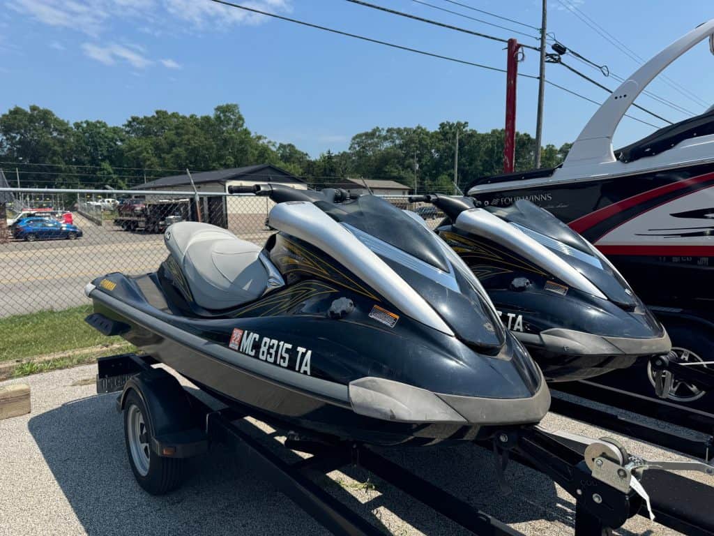 Powerful Jet Skis on Trailer for Rent or Sale at Hall's Sport Center.
