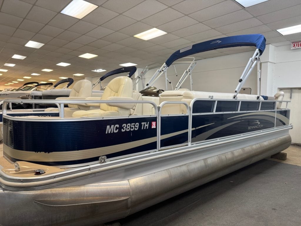 Bennington 22 SFI pontoon boat for sale at Hall's Sport Center.