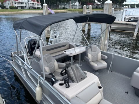 Premium pontoon boat for family fun and water adventures.