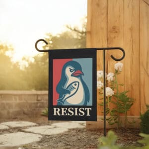 Bold-Activist-Garden-Banner,-Penguin-Resist-Flag-usa
