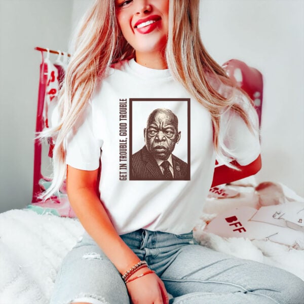 Civil-Rights-Icon-Tribute-Tee,-John-Lewis-Good-Trouble-T-Shirt