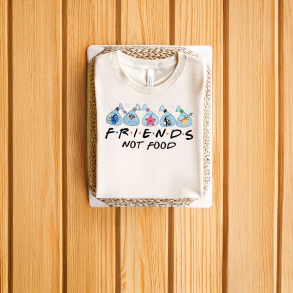 Cute Finding Nemo Vegan Tee, Fish Are Friends Not Food Shirt - Image 2