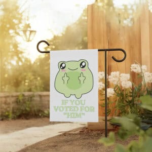Cute-Frog-Political-Protest-Garden-Banner,-Subtle-Anti-Trump-Flag-us