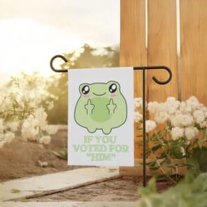 Cute-Frog-Political-Protest-Garden-Banner,-Subtle-Anti-Trump-Flag-usa