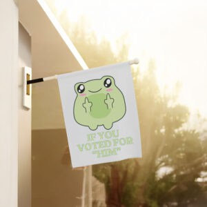 Cute-Frog-Political-Protest-Garden-Banner,-Subtle-Anti-Trump-Flags