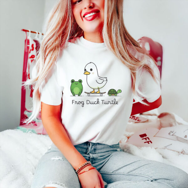 Cute-Political-Cartoon-Tee,-Frog-Duck-Turtle-(FDT)-Activist-T-Shirt