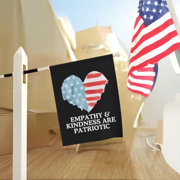 Empathy-and-Kindness-Garden-Banner,-Kindness-Patriotic-4th-of-July-Flag