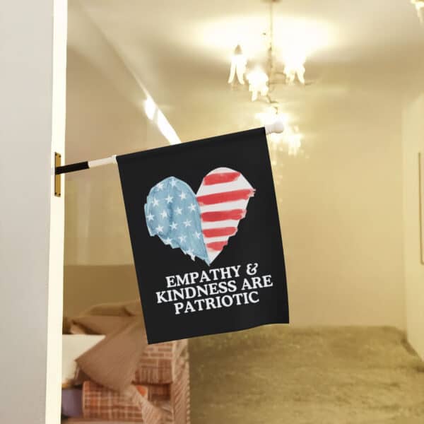 Empathy-and-Kindness-Garden-Banner,-Kindness-Patriotic-4th-of-July-Flags