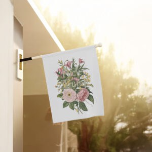 Floral-Political-Protest-Garden-Banner,-Subtle-Fuck-Trump-Flags