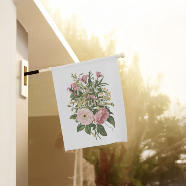 Floral-Political-Protest-Garden-Banner,-Subtle-Fuck-Trump-Flags