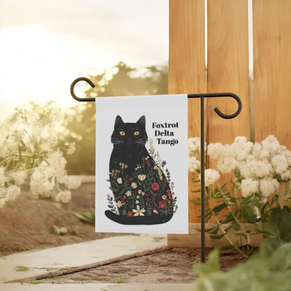 Foxtrot-Delta-Tango-Floral-Garden-Flag,-Subtle-Anti-Trump-Flag-for-Cat-Ladies