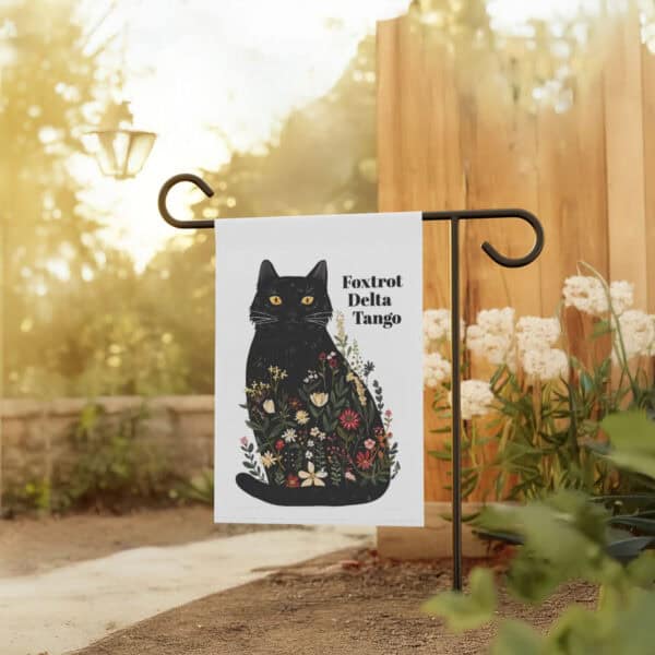 Foxtrot-Delta-Tango-Floral-Garden-Flag,-Subtle-Anti-Trump-Flag-for-Cat-Ladiess