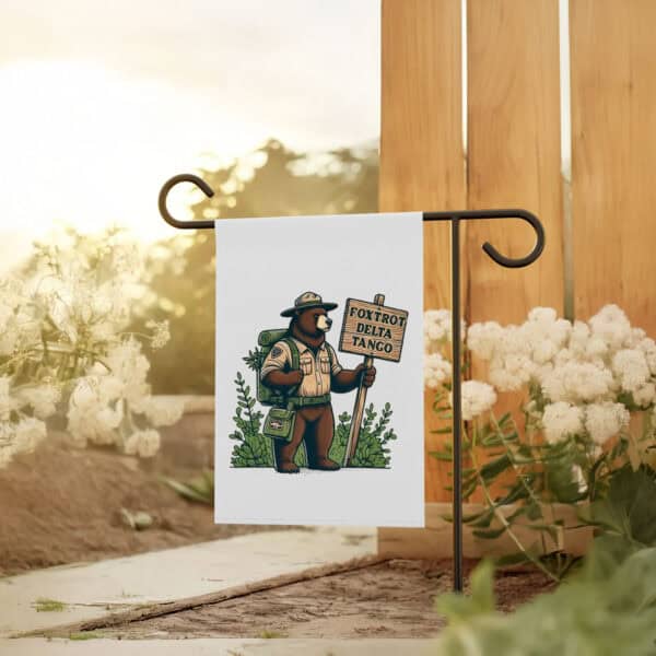 Foxtrot-Delta-Tango-Political-Garden-Banner,-Resist-Bear-Anti-Trump-Flag