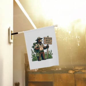 Foxtrot-Delta-Tango-Political-Garden-Banner,-Resist-Bear-Anti-Trump-Flag-usa
