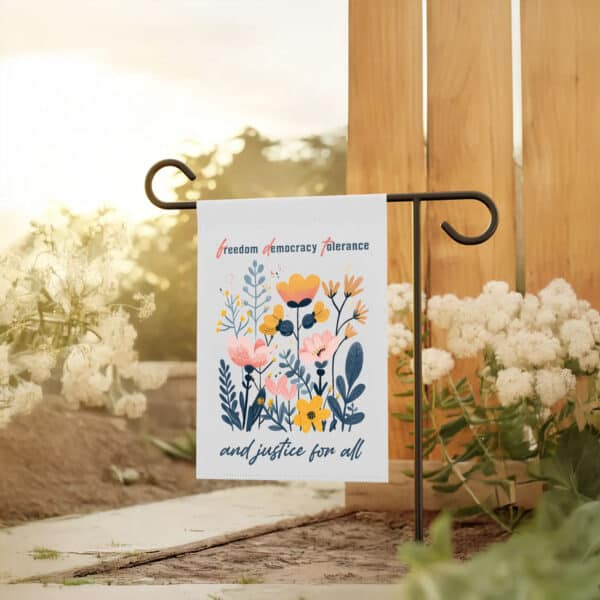 Freedom-Democracy-Tolerance-Garden-Flag,-Floral-Subtle-FDT-Flag