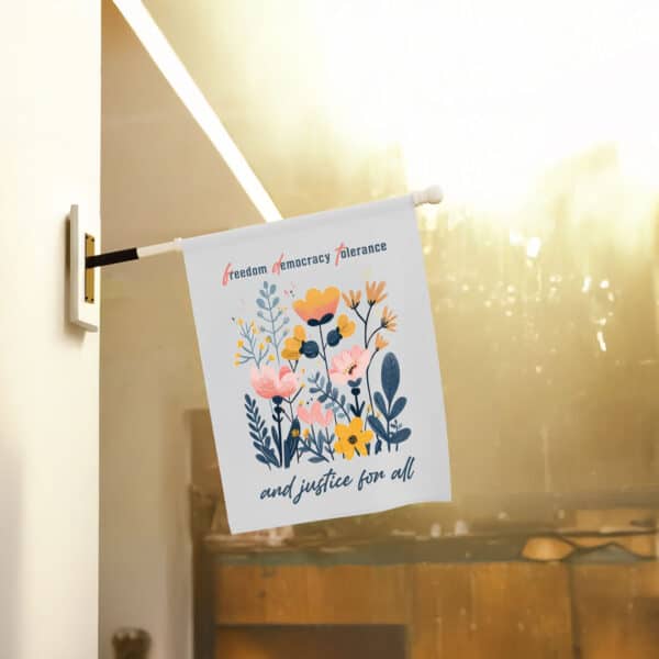 Freedom-Democracy-Tolerance-Garden-Flag,-Floral-Subtle-FDT-Flag-usa