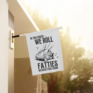 Humorous-Political-Garden-Banner,-Funny-Cat-Anti-Trump-Flags