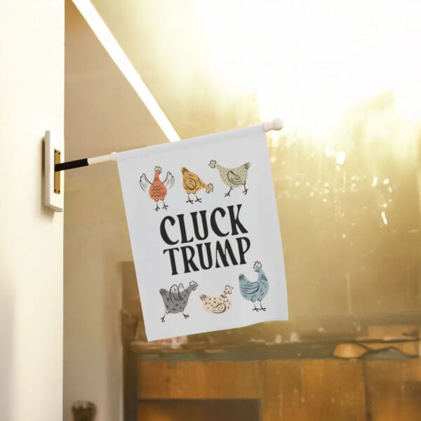 Humorous-Political-Protest-Garden-Flag,-CLUCK-TRUMP-Flag