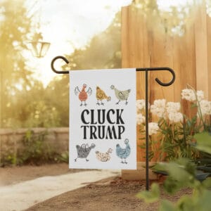 Humorous-Political-Protest-Garden-Flag,-CLUCK-TRUMP-Flag-us