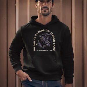 Indigenous-Solidarity-&-Immigration-Justice-Tee,-No-One-Is-Illegal-on-Stolen-Land-T-Shirt