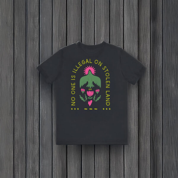 Indigenous-Solidarity-&-Immigration-Justice-Tee,-No-One-Is-Illegal-on-Stolen-Land-T-Shirt-usa