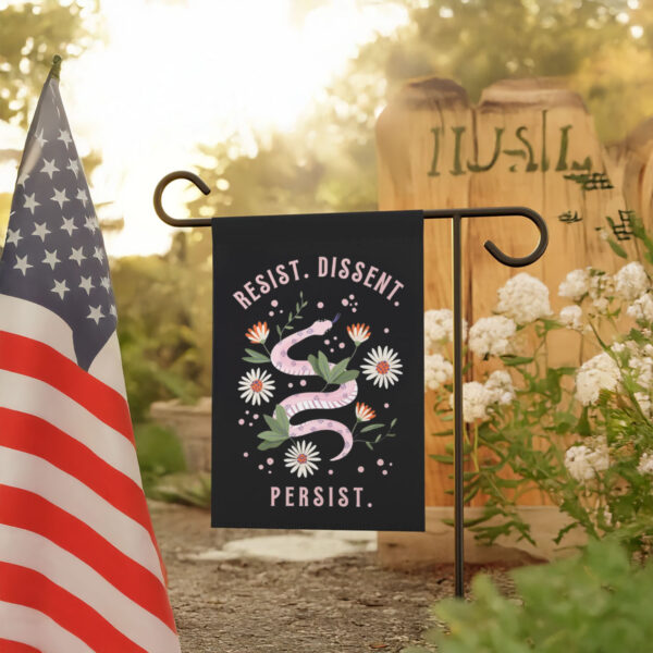 Inspirational-Activist-Garden-Flag,-Resist-Dissent-Persist-Flags