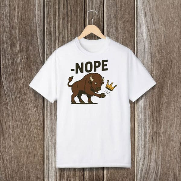 Patriotic-Anti-Monarchy-Graphic-Tee,-No-Kings-in-America-Bison-Shirt