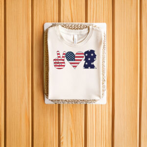 Patriotic-Peace-Love-Trump-Graphic-Tee,-4th-Of-July-Trump-Shirts
