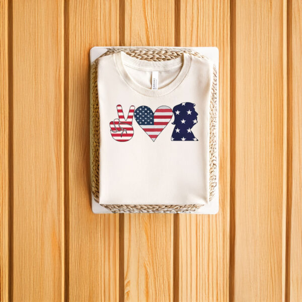Patriotic-Peace-Love-Trump-Graphic-Tee,-4th-Of-July-Trump-Shirts