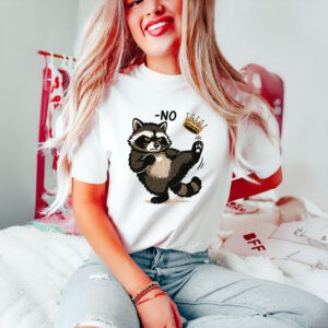 Playful-Anti-Authority-Graphic-Tee,-No-King-Raccoon-Shirt-usa