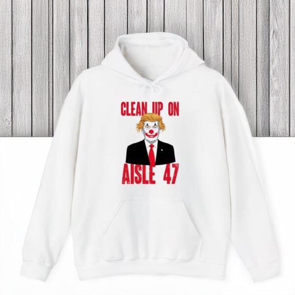Political-Satire-Trump-Clown-Graphic-Tee,-Clean-Up-On-Aisle-47-T-Shirts