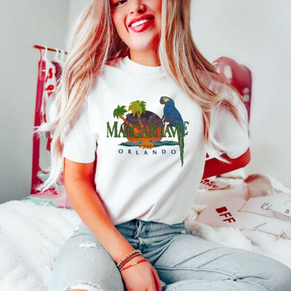 Retro-Florida-Souvenir-Tee,-Vintage-90s-Jimmy-Buffett-Margaritaville-Orlando-T-Shirt