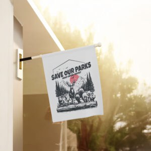 Save-Our-Parks-Resist-Defend-Protect-Garden-Banner,-Subtle-Anti-Trump-Flag-us