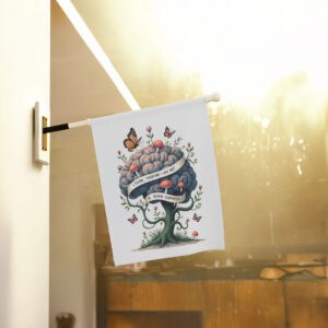 Thoughtful-Political-Garden-Banner,-Surreal-Brain-Tree-Flag