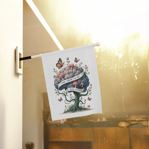 Thoughtful-Political-Garden-Banner,-Surreal-Brain-Tree-Flag