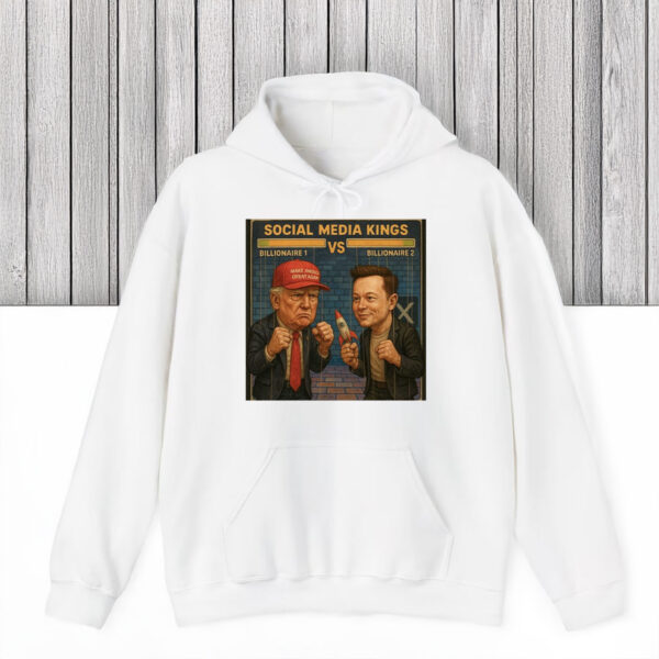 Trump-vs-Elon-Musk-Social-Media-Kings-Tee,-Funny-Billionaire-Puppet-Fight-T-Shirts