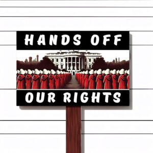 Hands Off Our Rights Protest Sign