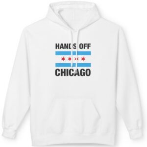 Make a bold statement with the Hands Off Chicago Hoodie, perfect for rallies, protests, or casual everyday wear. This hoodie lets you express your opinions clearly while staying cozy and stylish, making it ideal for activism or showing support for your cause. Crafted from a premium cotton-polyester blend, this hoodie delivers a soft, warm, and durable fit for all-day comfort. Its classic unisex design ensures it’s suitable for both men and women, and the high-quality, long-lasting print keeps your message vibrant even after multiple washes. Whether you’re attending a political event, participating in activism, or simply staying comfortable while expressing your stance, the Hands Off Chicago Hoodie is a powerful way to make your voice heard. Key Features: Material: Premium cotton-polyester blend – soft, warm, and durable Fit: Classic unisex cut for men and women Print: High-quality, fade-resistant political statement design Adjustable drawstring hood and kangaroo pocket for comfort and convenience Lightweight yet warm, ideal for year-round wear Available in multiple sizes and colors Why You’ll Love It: This hoodie isn’t just apparel—it’s a statement of civic engagement and advocacy. Stay cozy while showing support for your beliefs and inspiring others to take action. Perfect For: Political rallies and protest events Activists and community organizers Everyday wear to express your political stance Gifts for friends and family passionate about civic issues Hands Off Chicago Hoodie