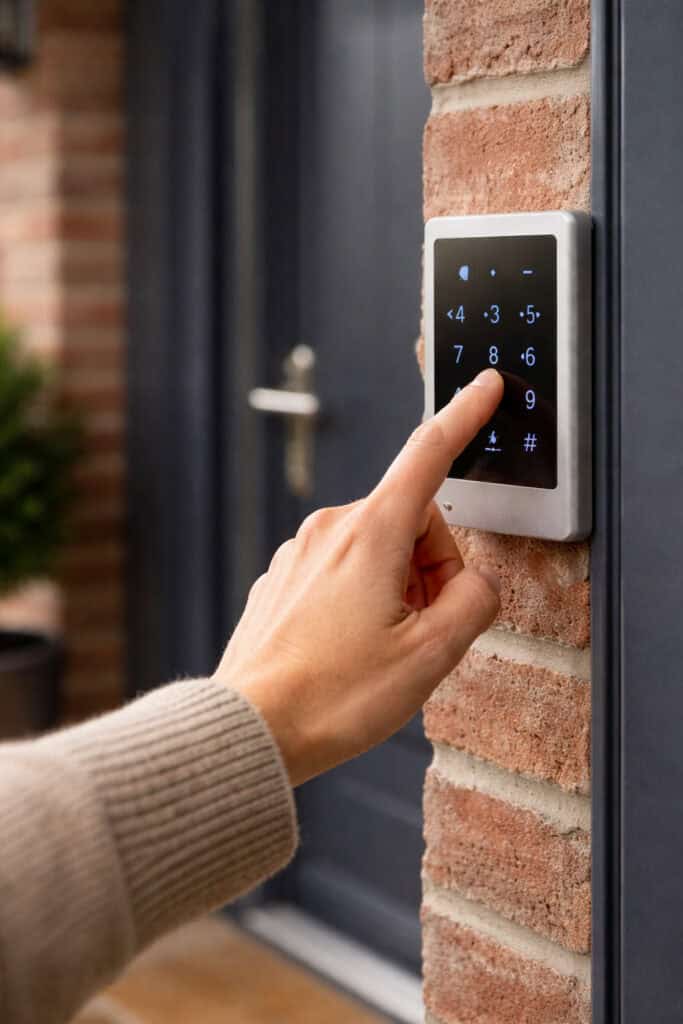 An image of an exterior access control keypad