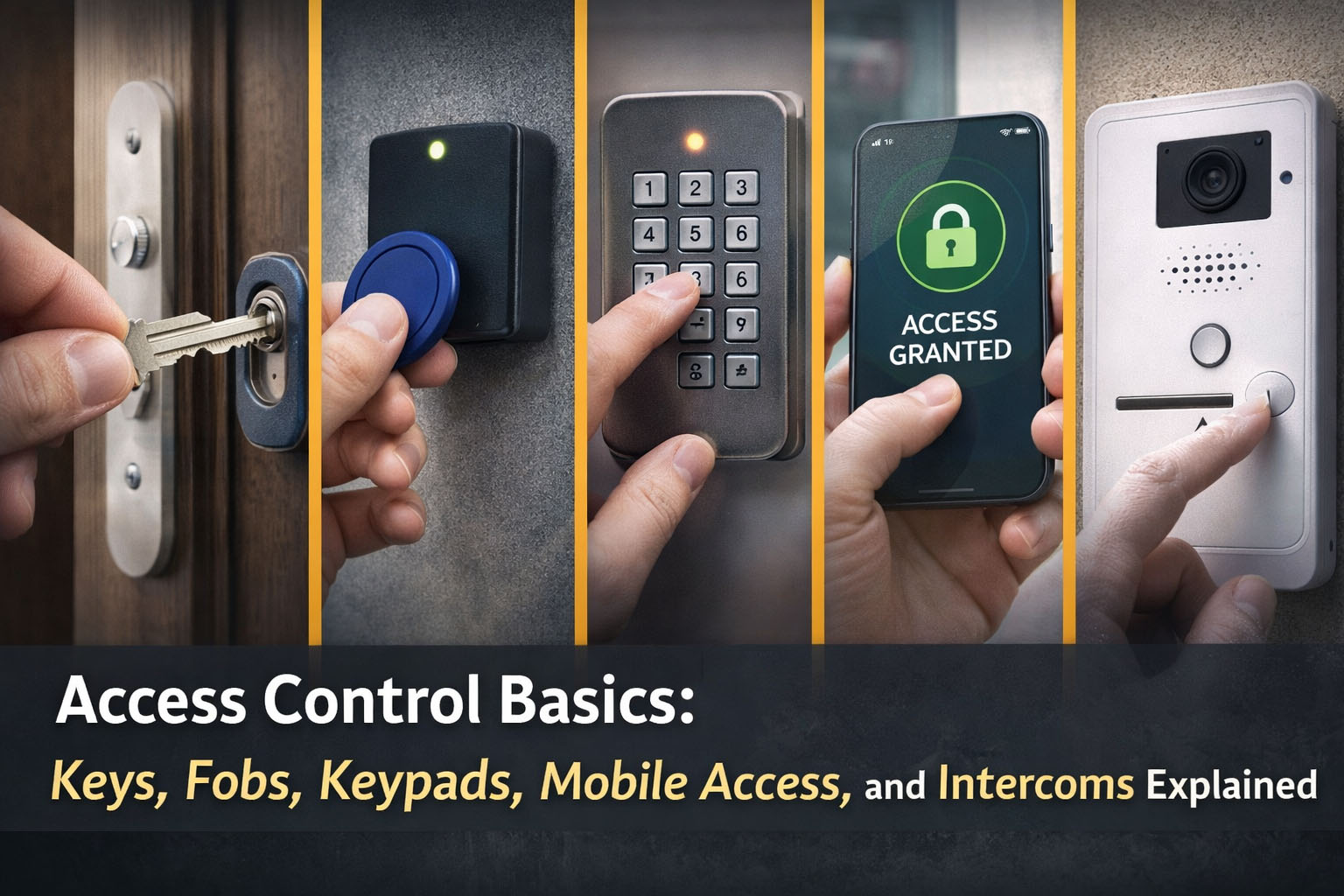 Access Control Basics: Keys, Fobs, Keypads, Mobile Access, and Intercoms Explained