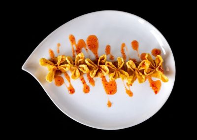 Lobster And Crab Rangoon With Sweet And Spicy Apricot Dip