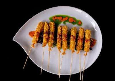 Shrimp Tempura Skewer With Mango Hot Sauce