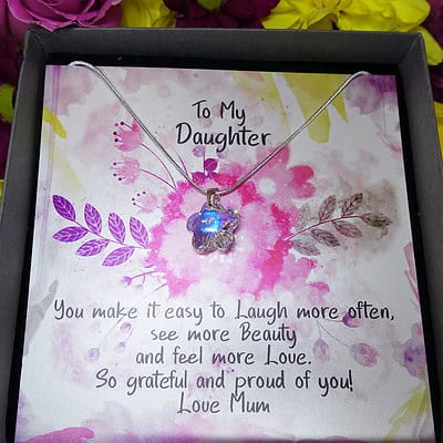 necklace flower with message card, watercolour